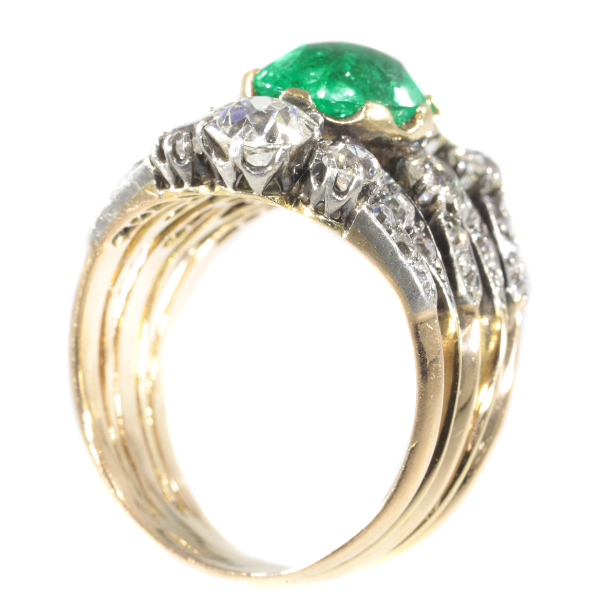 Victorian antique ring with diamonds and emerald (image 8 of 20)